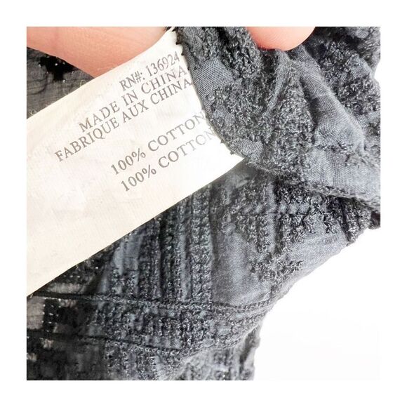 Capulet Blouse Top Textured Black 3/4 Sleeve Cotton V Neck Womens Medium - Picture 3 of 8